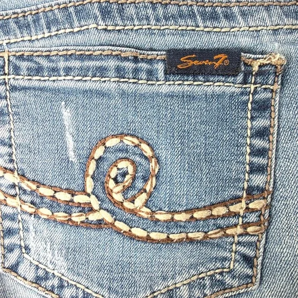 Seven7 Womens Bootcut Jeans Size 28 Medium Wash Embroidered Thick Stitch Denim - Picture 4 of 12